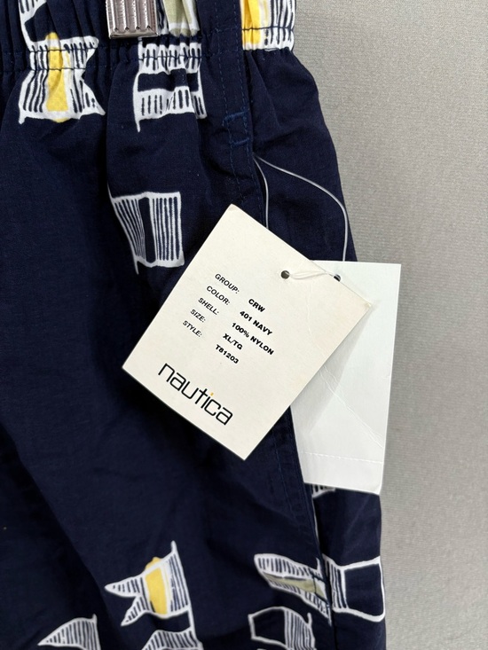 Nautica Swim Trunks Shorts Blue Flag Large Retro Sumer Vacation - Picture 3 of 8